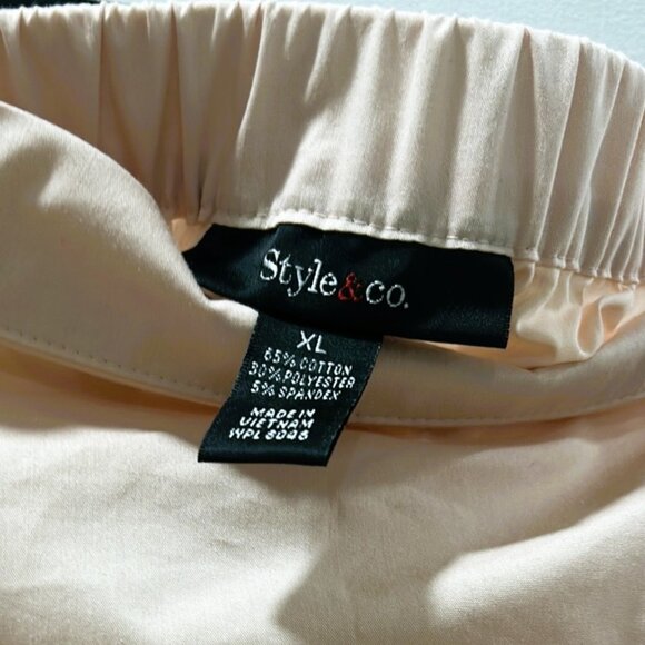 Style & Co Blush Pink Top XL  Off-Shoulder Tie-Cuff Sleeve Flowy Blouse - Picture 9 of 9